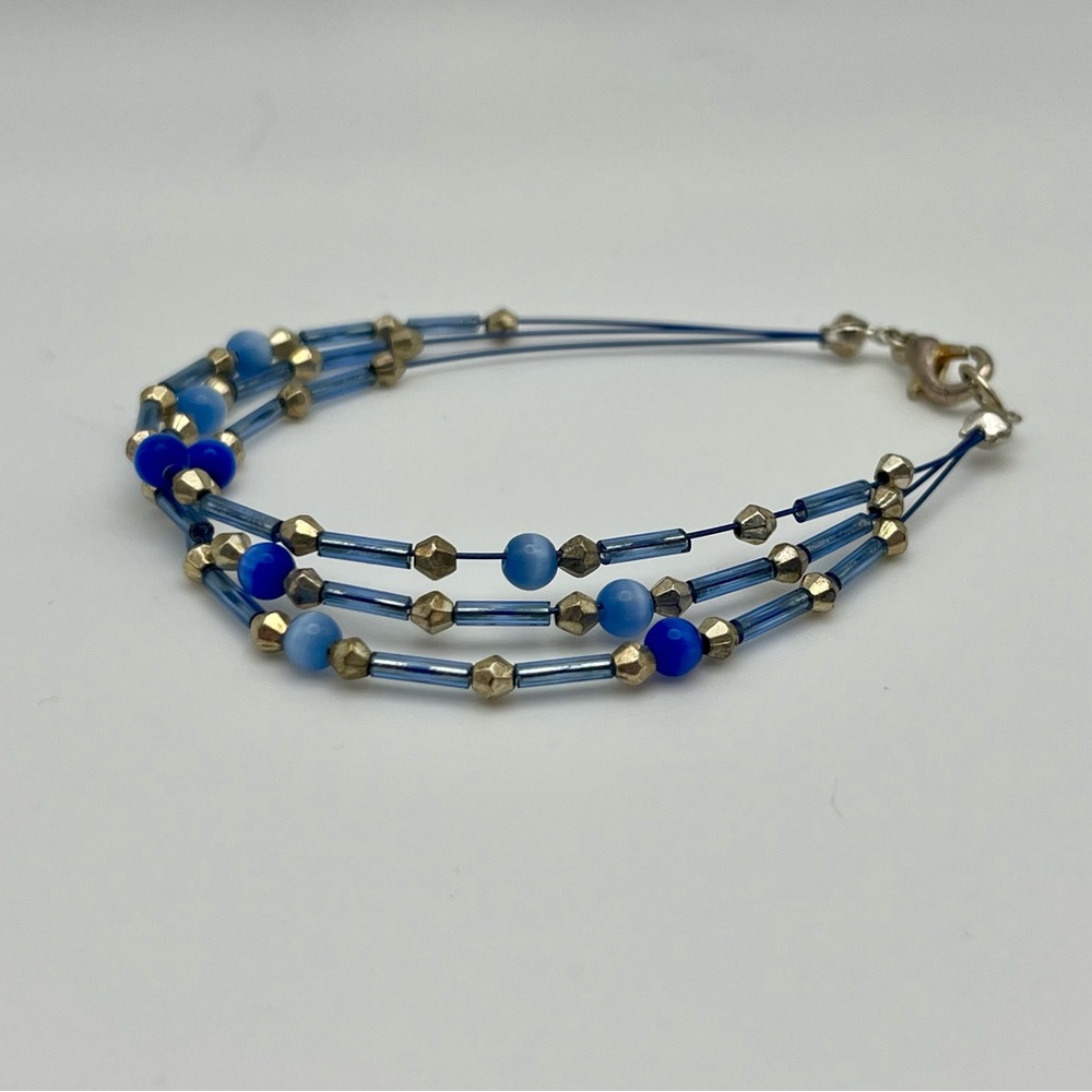 Blue Multi-Strand Beaded Bracelet
